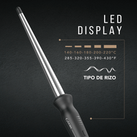 GAMA Professional Salon Curl Conic Silk Chrome Titanium – Rizador Profesional con LED Display Rizos definidos, brillantes y de larga duración