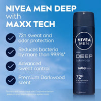 NIVEA Men Deep Darkwood Maxx Tech 72h Deodorant Spray – 150 ml