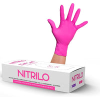 GUANTE DE NITRILO NEGRO O ROSADO TALLAS S M L CAJA DE 100 PZS