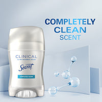 Secret Clinical Strength 72 HR Invisible Solid Completely Clean – 45 g Antitranspirante clínico para protección contra sudor, estrés, calor y actividad