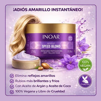 Inoar Absolut Speed Blond Máscara Matizadora – 250 g Mascarilla matizadora para cabellos rubios, decolorados, grises y con mechas