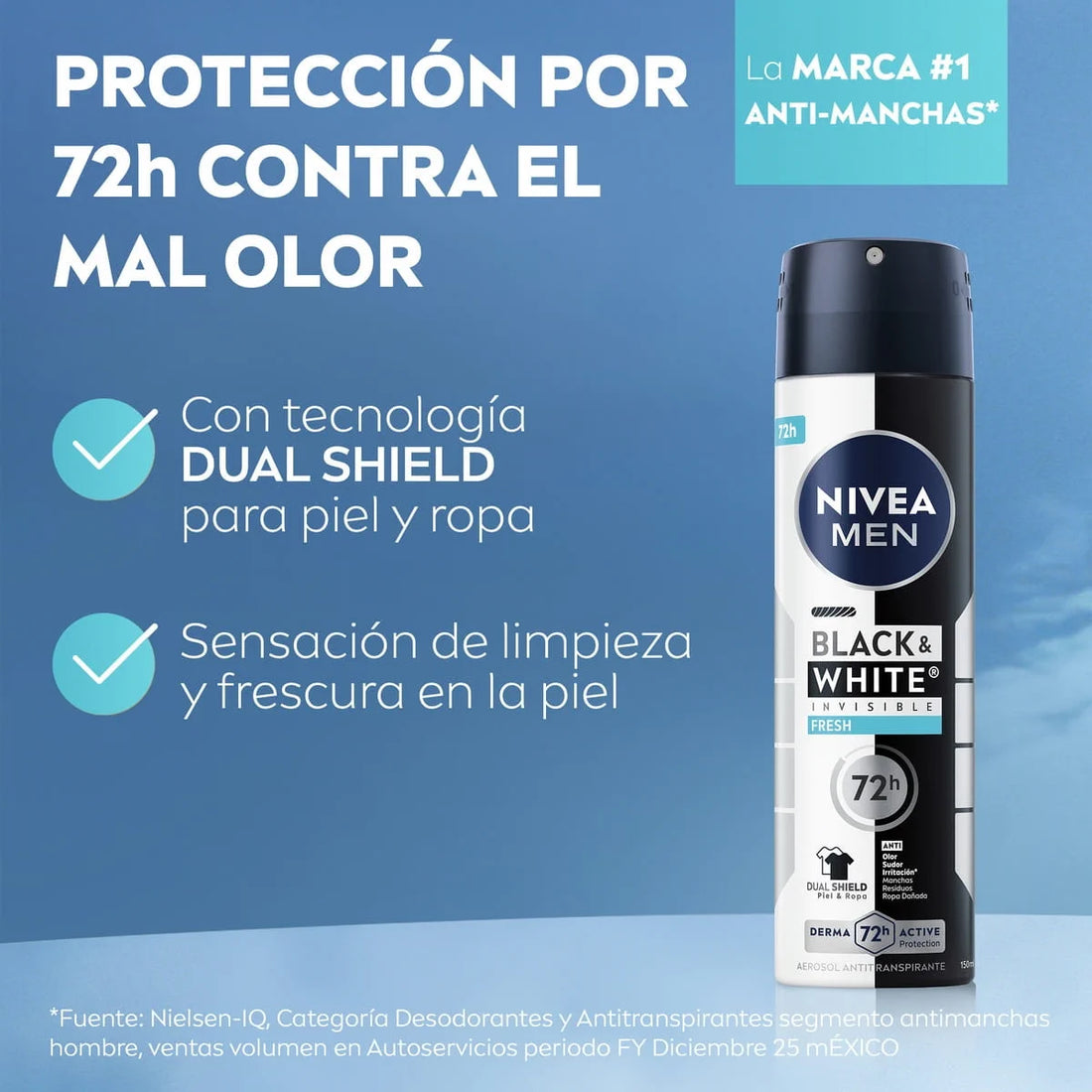 NIVEA MEN Black & White Invisible Fresh 72H Spray – 150 ml