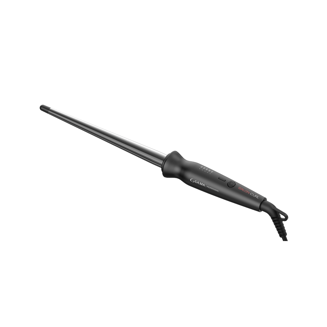 GAMA Professional Salon Curl Conic Silk Chrome Titanium – Rizador Profesional con LED Display  Rizos definidos, brillantes y de larga duración