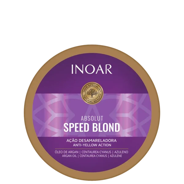 Inoar Absolut Speed Blond Máscara Matizadora – 250 g  Mascarilla matizadora para cabellos rubios, decolorados, grises y con mechas