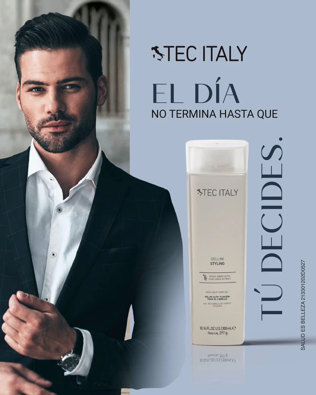 TEC ITALY Gel Gellini Fijación Alta Efecto Húmedo 300 ml