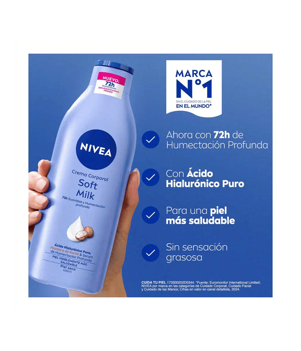 NIVEA Soft Milk 72H – 100 ml / 400 ml / 1000 ml