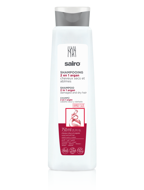Sairo Shampoo 2 en 1 Argán 750 ml – Nutrición y Suavidad para Cabello Seco