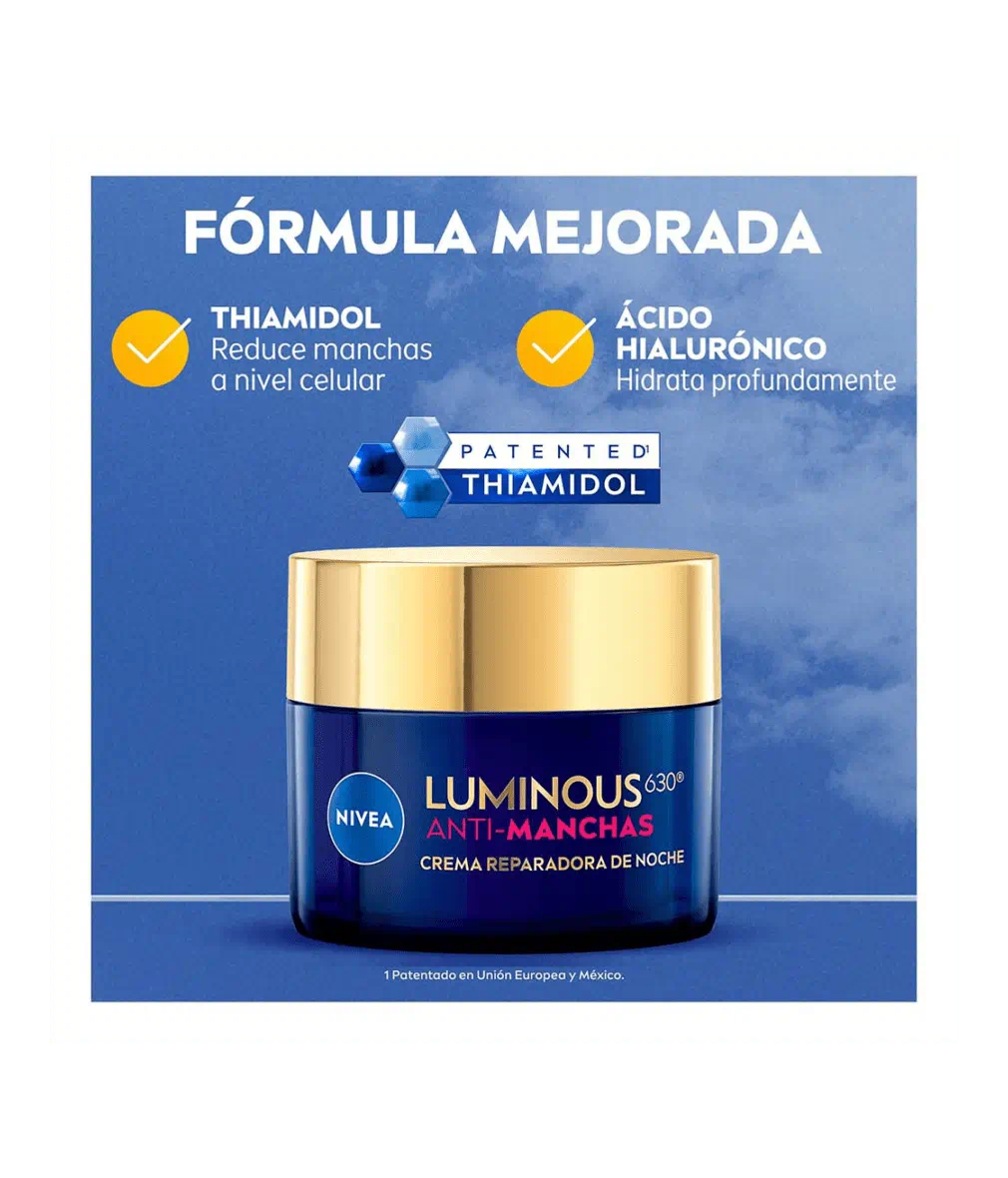 NIVEA Luminous 630 Anti-Manchas Crema Reparadora de Noche 50 ml (Rostro, Cuello y Escote)