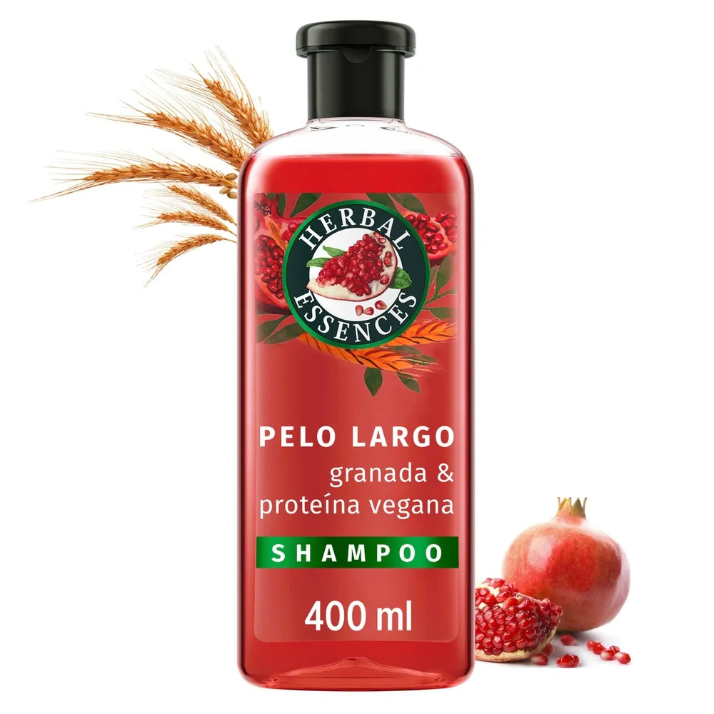 Herbal Essences Shampoo Granada y Proteína Vegana – 400 ml