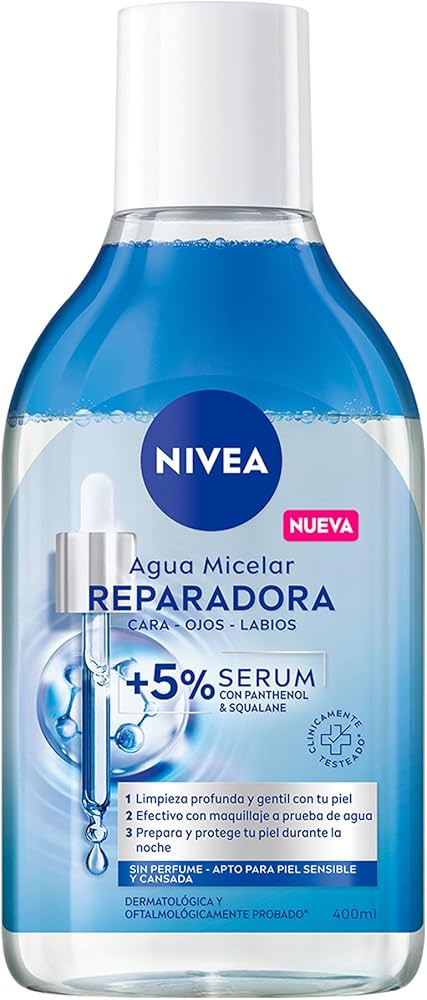 NIVEA Agua Micelar Reparadora Cara, Ojos y Labios – 400 ml