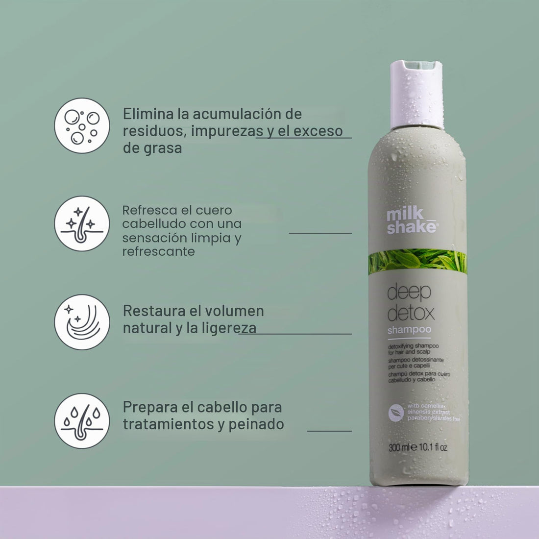 Milk Shake Deep Detox Shampoo – 300 ml  Shampoo detox de limpieza profunda para cuero cabelludo y cabello