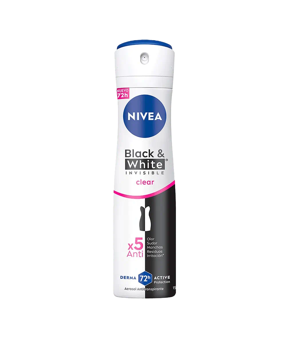 NIVEA Black & White Invisible Clear Derma 72H Active – 150 ml