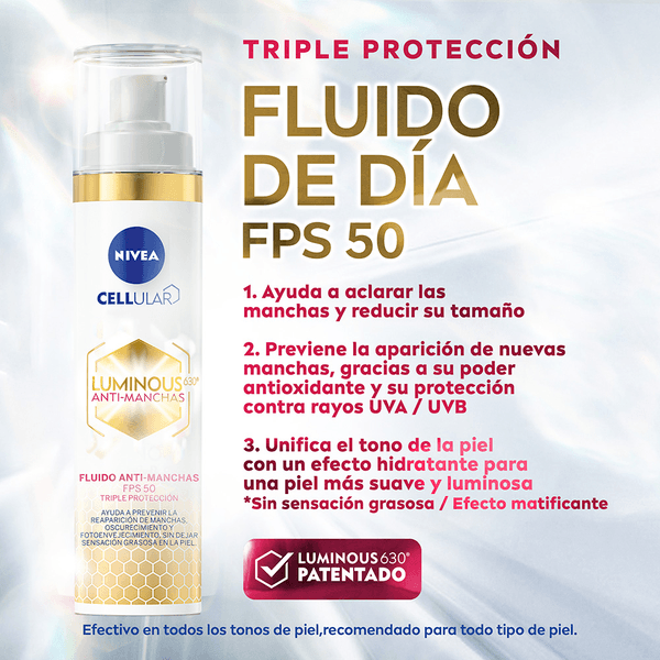 NIVEA Fluido Facial Aclarador de Piel FPS 50 – 40 ml