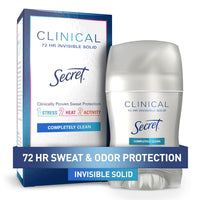 Secret Clinical Strength 72 HR Invisible Solid Completely Clean – 45 g  Antitranspirante clínico para protección contra sudor, estrés, calor y actividad
