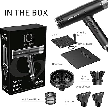 iQ2 Perfetto Secador Negro Dual Filter Stand By – 120,000 RPM | 1600W  Secadora profesional ultraligera de alto rendimiento