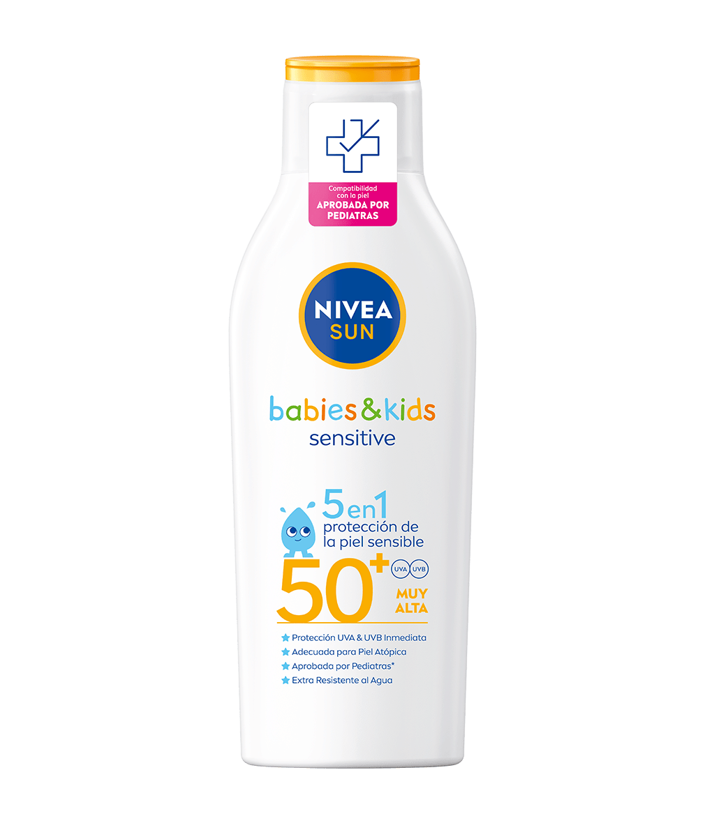 NIVEA Protector Solar 5 en 1 Babies & Kids Piel Sensible – Loción FPS 50