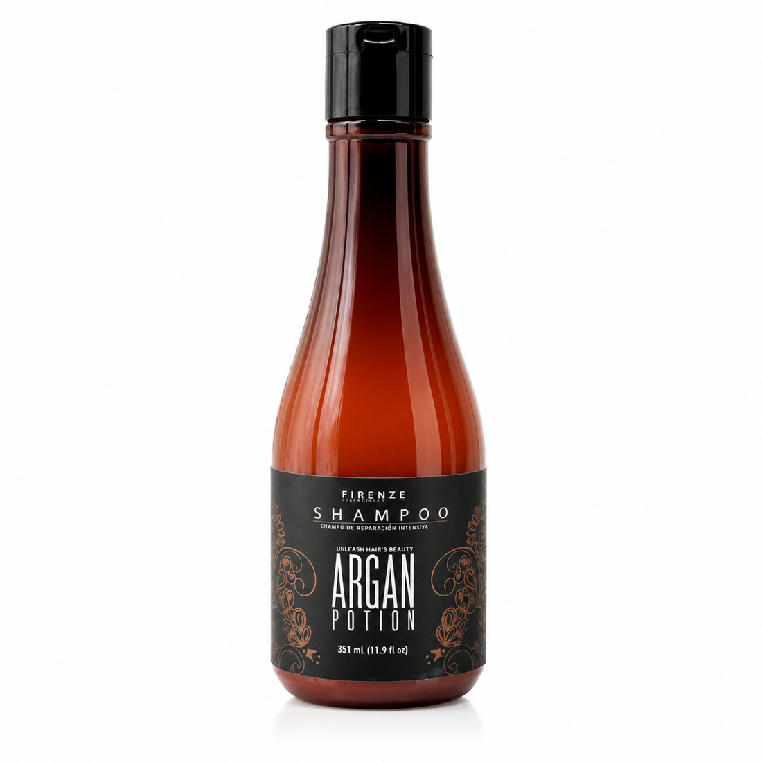 FIRENZE Argan Potion Shampoo – 351 ml  Shampoo nutritivo con aceite de argán para hidratación, suavidad y brillo
