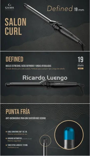 GAMA Professional Salon Curl Defined 19 mm  Rizador profesional para rizos definidos y duraderos