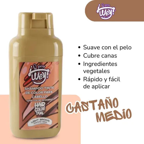 Q PRRO WEY Hair Color Dual Shampoo Tinte Express – Castaño Medio 500 ml