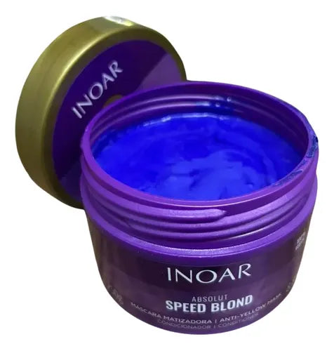 Inoar Absolut Speed Blond Máscara Matizadora – 250 g  Mascarilla matizadora para cabellos rubios, decolorados, grises y con mechas