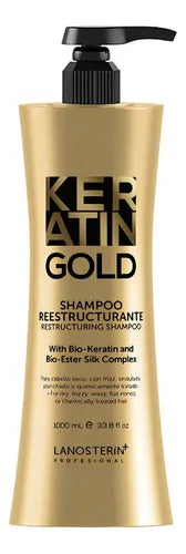 Keratin Gold Shampoo & Acondicionador Reestructurante 1000 ml (1 Litro) With Bio-Keratin & Bio-Ester Silk Complex
