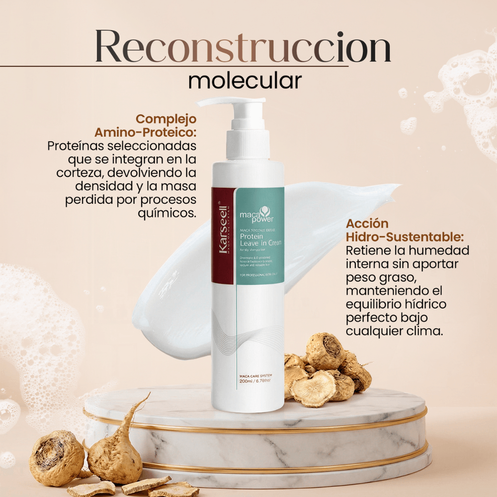 Karseell Protein Leave-In Cream – 200 ml  Crema reparadora sin enjuague para hidratación, suavidad y control del frizz