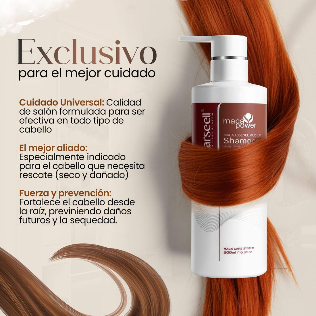 Karseell Moisture Shampoo – 500 ml  Shampoo hidratante para cabello seco, opaco y con frizz
