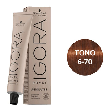 Igora Royal Absolutes Tono 6-70 Rubio Oscuro Cobrizo Natural 60mL