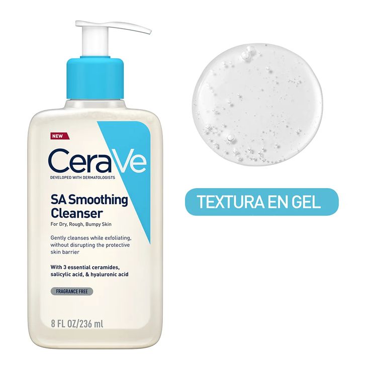 Gel Limpiador Anti-rugosidades Cerave para piel seca, rugosa e irregular 8oz