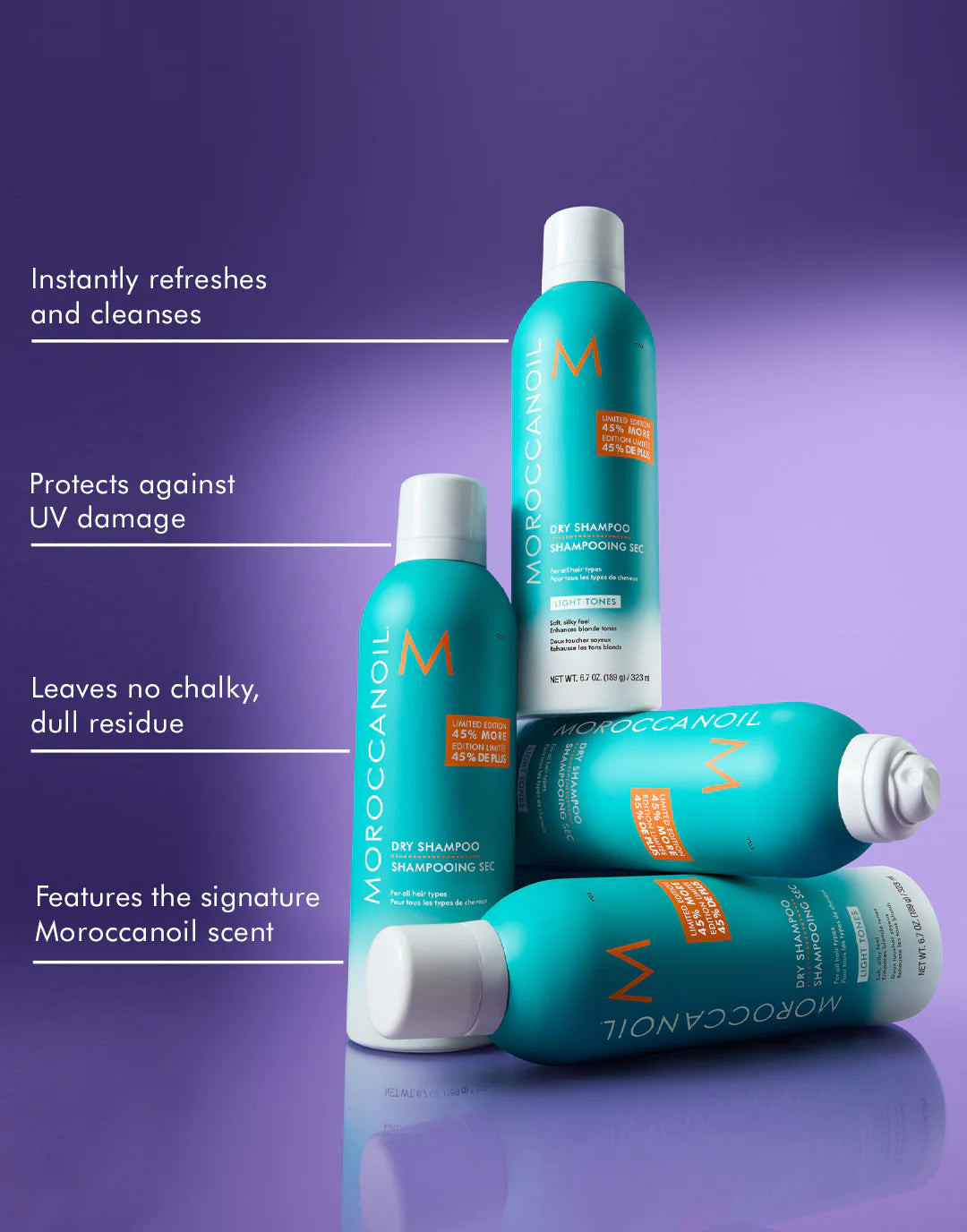 Moroccanoil Dry Shampoo Light Tones – 205 ml  Shampoo en seco para cabellos claros: frescura, volumen y limpieza instantánea