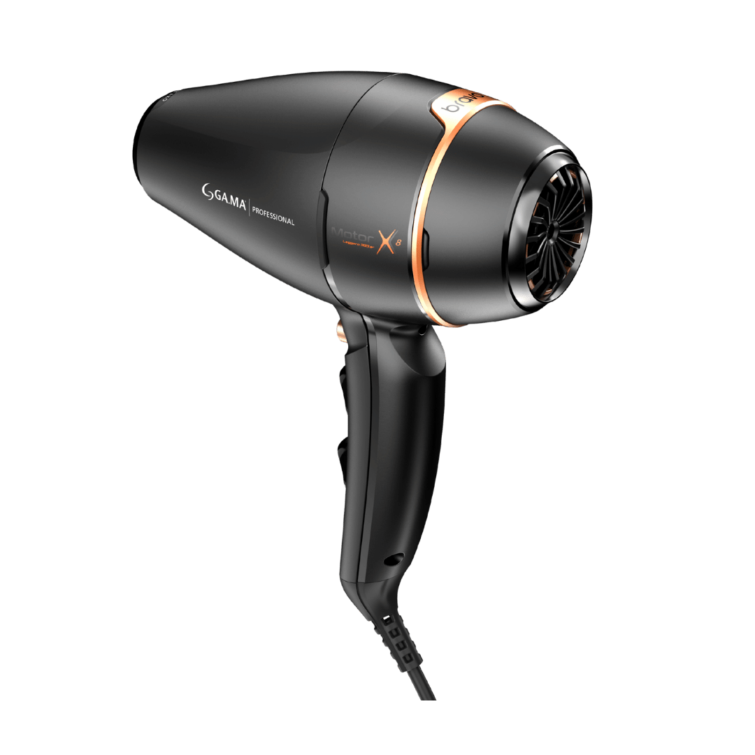 GAMA Professional Bravo Secador AC Motor Long Life – Negro/Naranja  Potencia profesional, secado rápido y larga duración