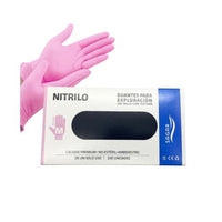 GUANTE DE NITRILO NEGRO O ROSADO TALLAS S M L CAJA DE 100 PZS