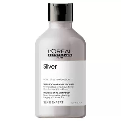 L’Oréal Professionnel Serie Expert Silver Shampoo – 300 ml  Shampoo matizador para cabellos rubios, grises y blancos