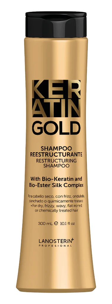 Keratin Gold Shampoo & Acondicionador Reestructurante 300 ml With Bio-Keratin & Bio-Ester Silk Complex