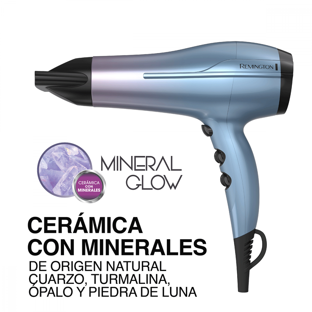 Remington Combo Plancha y Secadora Mineral Glow – Cabello Brillante y sin Frizz