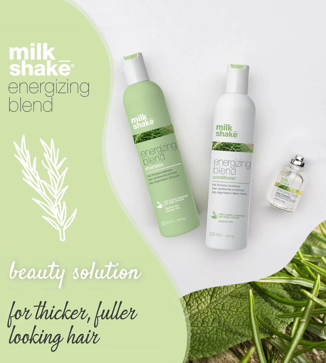 Set Milk Shake Energizing Blend – Shampoo + Conditioner + Scalp Treatment  Rutina profesional fortalecedora para cabello fino, débil y con tendencia a la caída
