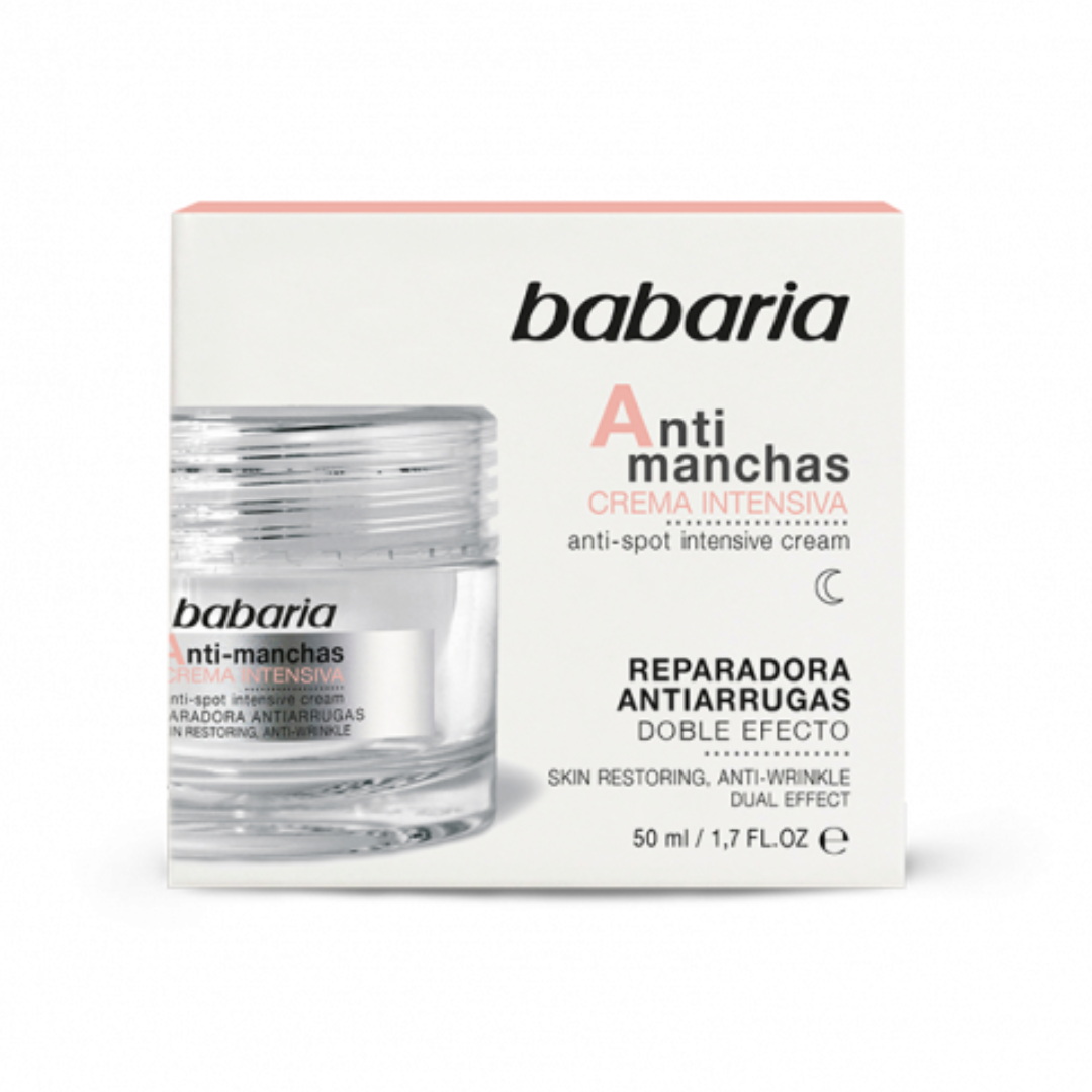 Babaria Crema Facial Intensiva Antimanchas – 50 ml  Tratamiento intensivo para reducir manchas y unificar el tono de la piel