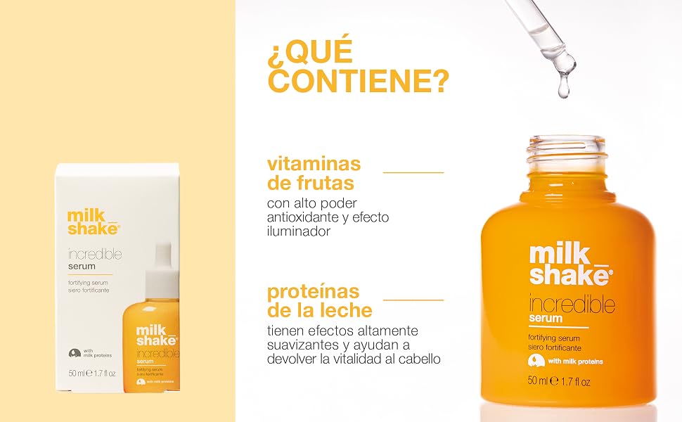 milk_shake Incredible Serum – 50 ml  Sérum fortalecedor para cuero cabelludo y cabello más fuerte, saludable y brillante