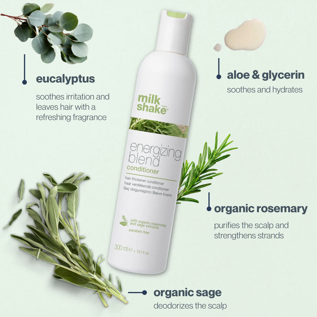 Milk Shake Energizing Blend Conditioner – 300 ml  Acondicionador fortalecedor para cabello fino, débil y con tendencia a la caída