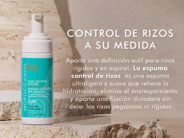 Moroccanoil Curl Control Mousse – 150 ml  Mousse ligera para rizos definidos, con volumen y sin frizz
