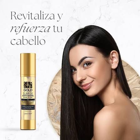 KERATIN GOLD ELIXIR DE ACEITE NATURAL WITH OIL-SOLUBLE BIO-KERATIN AND BIO-COMPATIBILIZED JOJOBA OIL 47ml