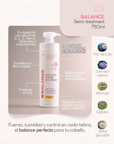 Chihtsai Balance Lotus Semi Treatment – 750 ml  Tratamiento profesional hidratante y equilibrante para cabello seco, maltratado y con frizz