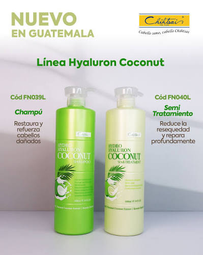 Kit Chihtsai Hydro Hyaluron Coconut – Shampoo + Semi Treatment (1000 ml c/u)  Rutina profesional de hidratación profunda para cabello seco, deshidratado y con frizz