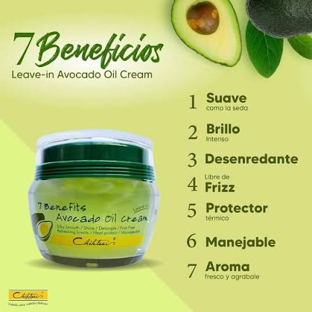 CHIHTSAI 7 Benefits Avocado Oil Cream – 100 ml  Crema leave-in con aceite de aguacate para hidratar, reparar y proteger el cabello