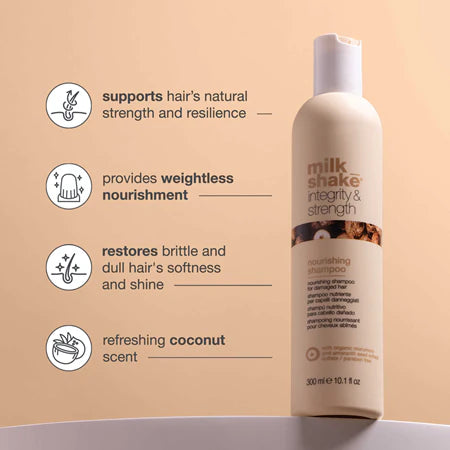 Milk Shake Integrity Nourishing Shampoo – 300 ml  Shampoo nutritivo para cabello seco, dañado y tratado químicamente