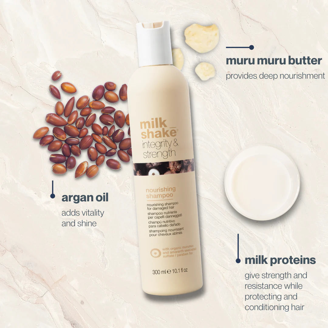 Milk Shake Integrity Nourishing Shampoo – 300 ml  Shampoo nutritivo para cabello seco, dañado y tratado químicamente