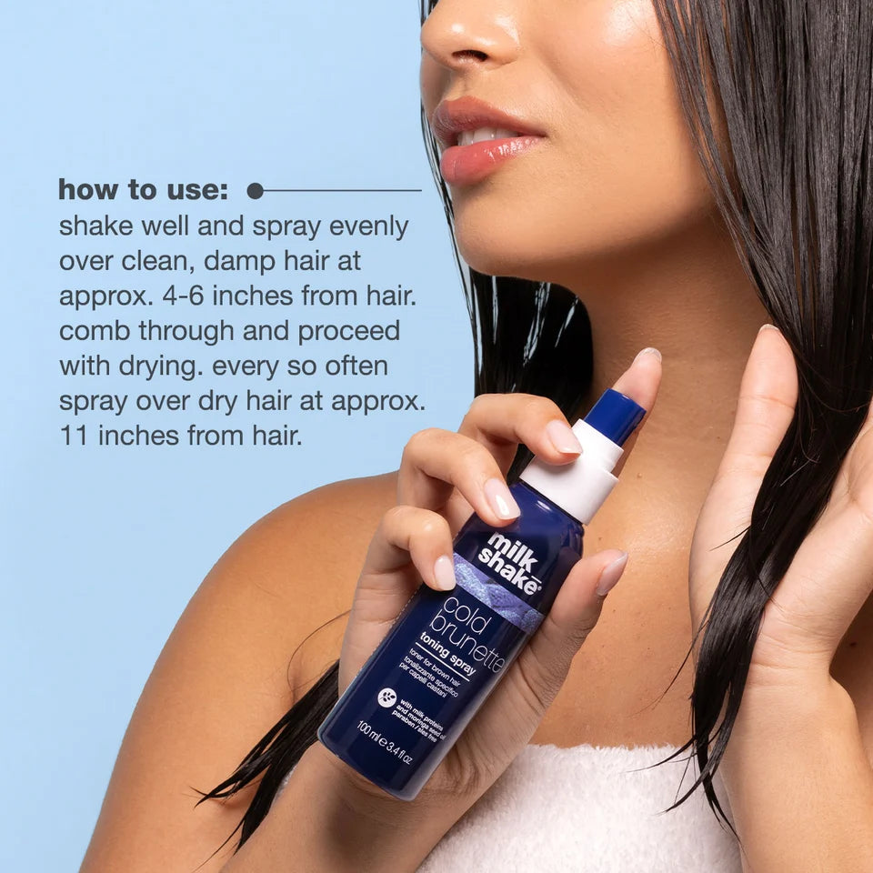 Milk_shake Cold Brunette Toning Spray – 100 ml  Spray matizador sin enjuague para cabellos castaños y rubios oscuros