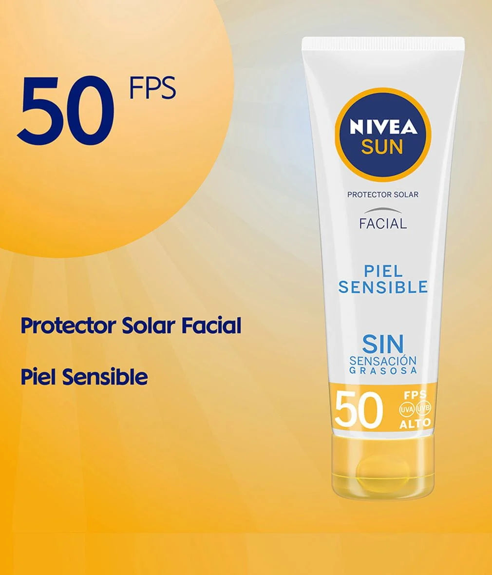 NIVEA Sun Protector Solar Facial Piel Sensible FPS 50 – 50 ml