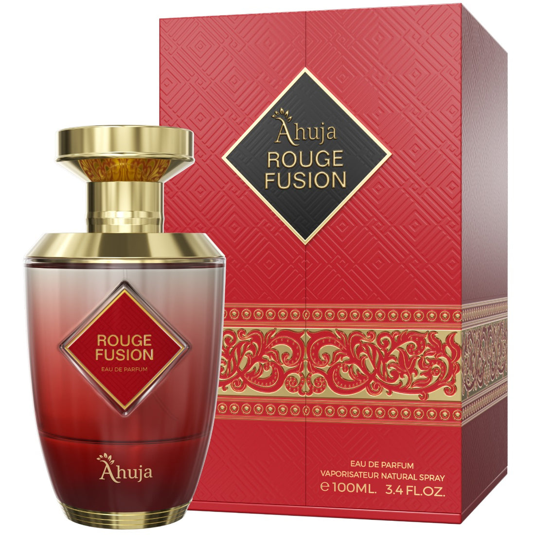 Ahuja Rouge Fusion – Perfume Árabe 100 ml  Aroma intenso, dulce y seductor de larga duración