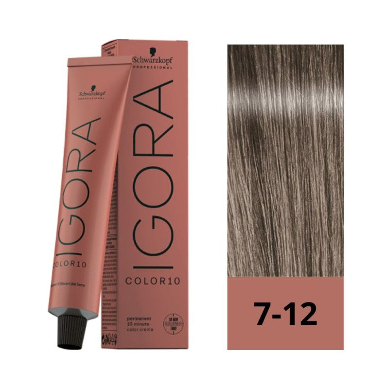 IGORA ROYAL Color10 7-12 Rubio Medio Cenizo Perlado – 60 g  Coloración permanente en solo 10 minutos